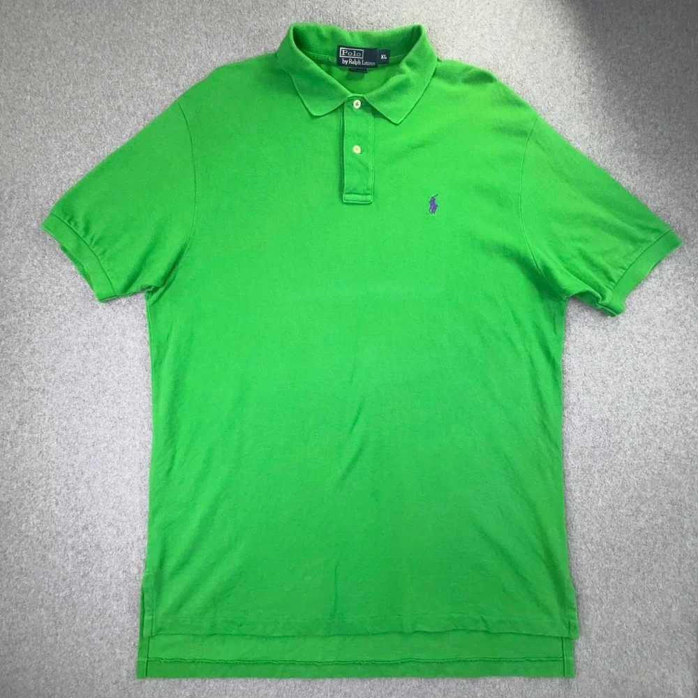 Polo Ralph Lauren Pique‎ Short Sleeve Polo Men's Size XL Green Purple Pony Joker
